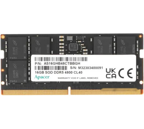 Модуль памяти Apacer 16ГБ DDR5 SODIMM 4800 МГц AS16GHB48CTBBGH