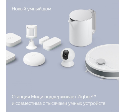 Умная колонка Яндекс Станция Миди (черный)
