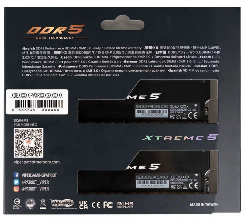 Модуль памяти Patriot Viper Xtreme 5 2x24ГБ DDR5 8200 МГц PVX548G82C38K