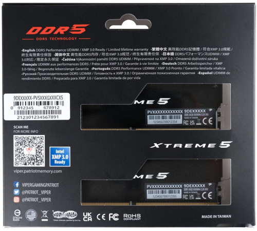 Модуль памяти Patriot Viper Xtreme 5 2x16ГБ DDR5 7600МГц PVX532G76C36K