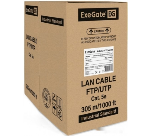 Кабель Exegate SFTP4-C5e-CU-S24-IN-PVC-GY-305 SFTP