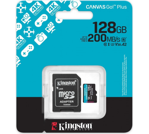 Карта памяти Kingston Canvas Go! microSDXC 128GB SDCG4/128GB (с адаптером)