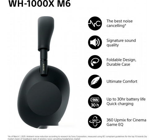 Наушники Sony WH-1000XM6 (черный)
