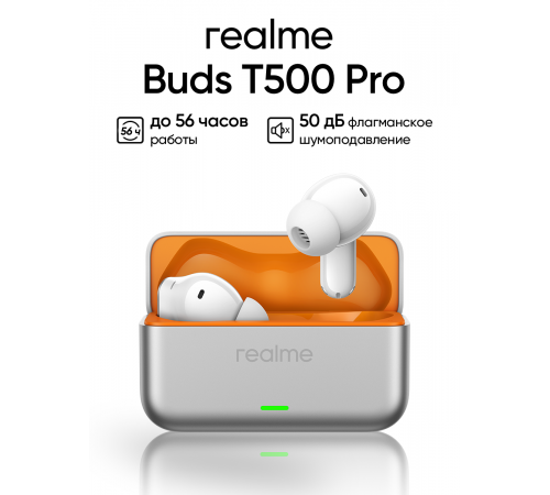 Наушники Realme Buds T500 Pro (белый/серебристый)