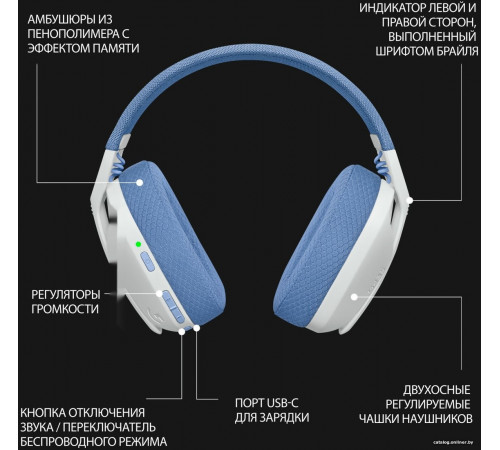 Наушники Logitech G435 Lightspeed (белый/сиреневый)