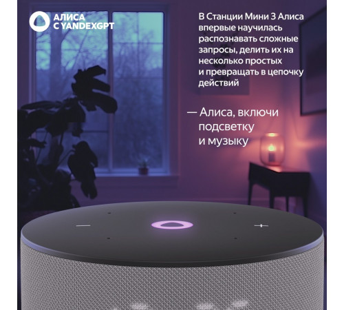 Умная колонка Яндекс Станция Мини 3 с часами (серый)