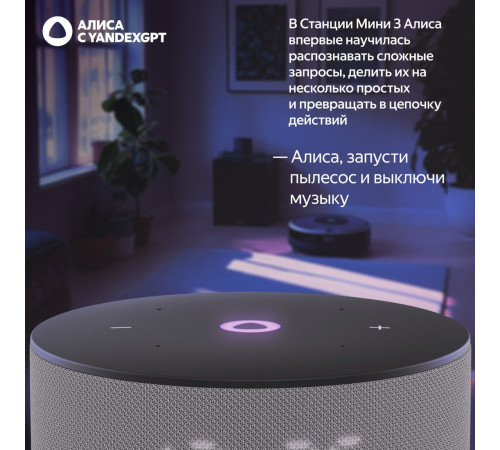 Умная колонка Яндекс Станция Мини 3 с часами (серый)