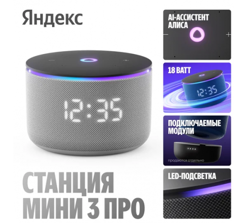Умная колонка Яндекс Станция Мини 3 Про (серый)