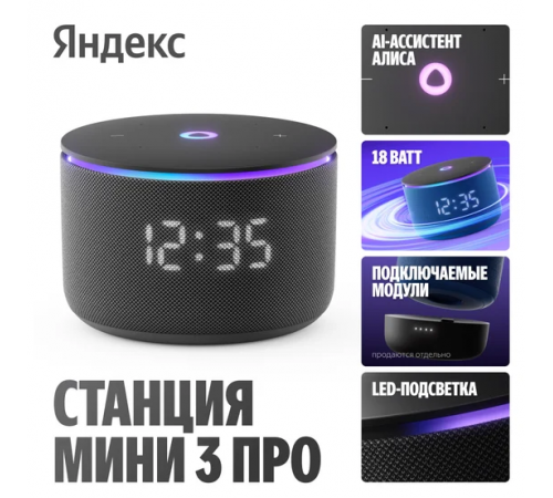 Умная колонка Яндекс Станция Мини 3 Про (черный)