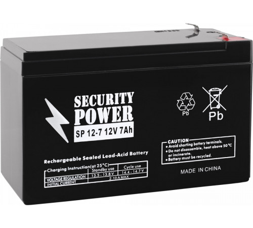 Мотоциклетный аккумулятор Security Power SP 12-7 F1 (12В/7 А·ч)