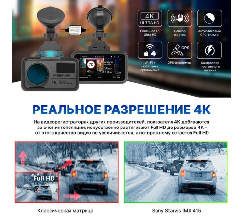 Автомобильный видеорегистратор TrendVision TDR-725 Real 4K Max