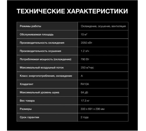 Мобильный кондиционер Hyundai HPAC-07-2