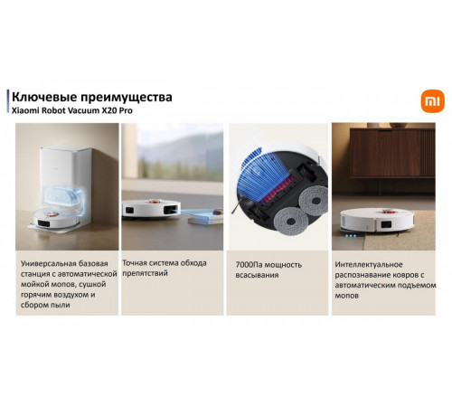 Робот-пылесос Xiaomi Robot Vacuum X20 Pro D102GL (международная версия, белый)