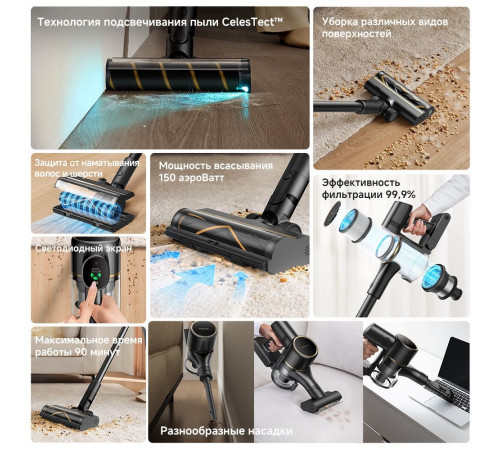 Пылесос Dreame Cordless Vacuum Cleaner R10s Pro VZV23A (евровилка, черный)