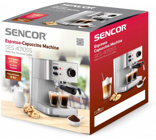 Рожковая помповая кофеварка Sencor SES 4010SS