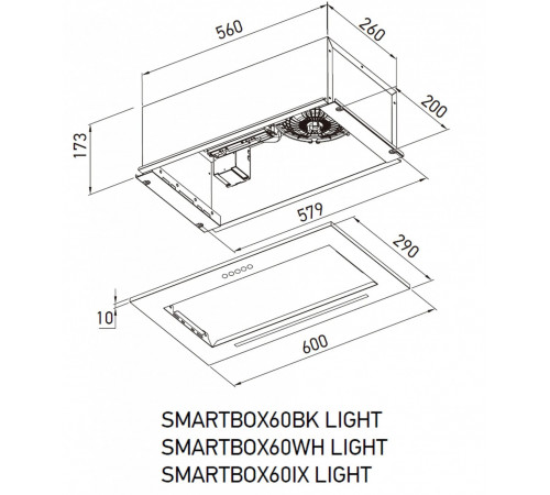 Вытяжка Meferi SMARTBOX60WH Light