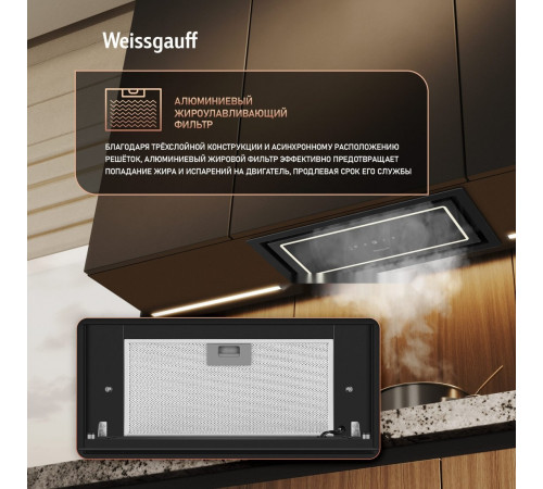 Вытяжка Weissgauff Quadra 600 Touch Black Glass