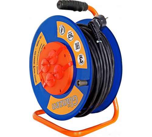 Удлинитель на катушке GlanzeN EB-50-010 (50 м, синий)