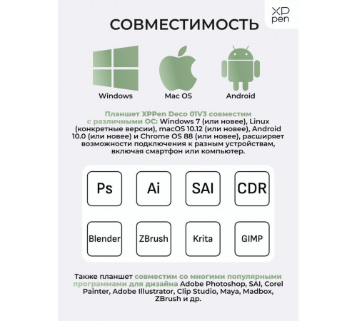 Графический планшет XP-Pen Deco 01 V3 (зеленый)