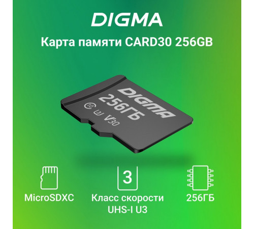 Карта памяти DIGMA MicroSDXC Class 10 Card30 DGFCA256A03