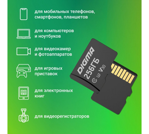 Карта памяти DIGMA MicroSDXC Class 10 Card30 DGFCA256A03