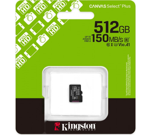 Карта памяти Kingston Canvas Select Plus microSDXC 512GB SDCS3/512GBSP