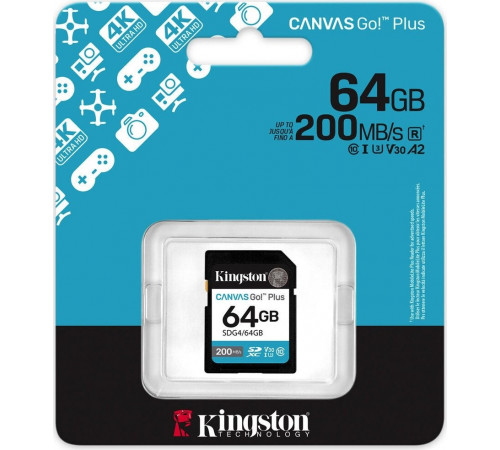 Карта памяти Kingston Canvas Go! Plus SDXC 64GB SDG4/64GB