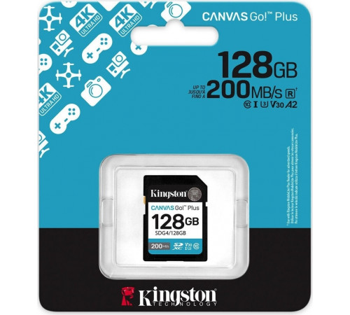 Карта памяти Kingston Canvas Go! Plus SDXC 128GB SDG4/128GB