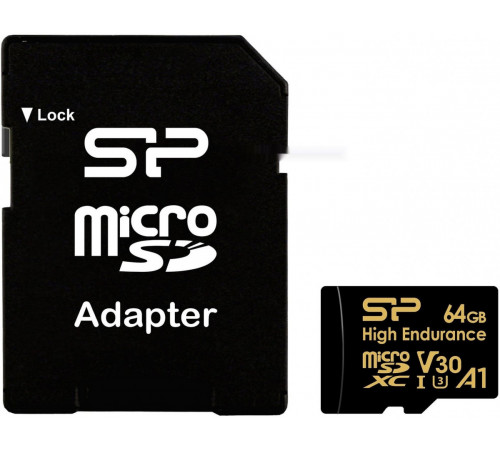 Карта памяти Silicon Power Golden Series High Endurance microSDXC SP064GBSTXDV3V1HSP 64GB (с адаптером)