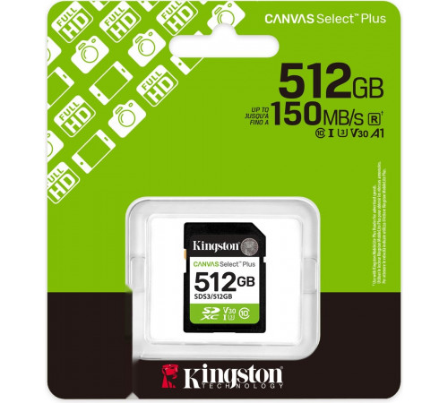 Карта памяти Kingston Canvas Select Plus SDXC 512GB SDS3/512GB