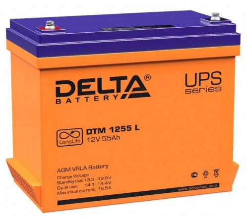 Аккумулятор для ИБП DELTA DTM 1255 L (12В/55 А·ч)