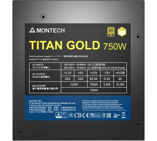 Блок питания Montech Titan Gold 750W