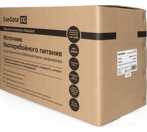 Источник бесперебойного питания Exegate SpecialPro Smart LLB-3000.LCD.AVR.C13.RJ.USB