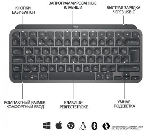 Клавиатура Logitech MX Keys Mini (графит)