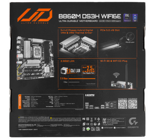Материнская плата Gigabyte B860M DS3H WiFi6E