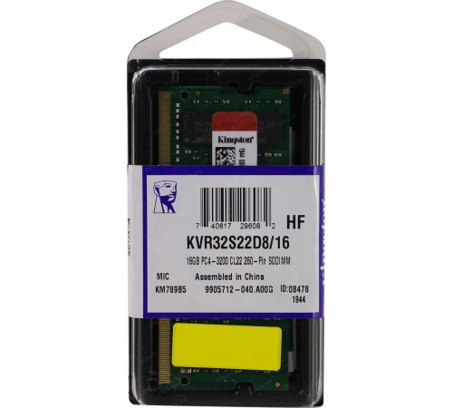 Модуль памяти Kingston 16GB DDR4 SODIMM PC4-25600 KVR32S22D8/16