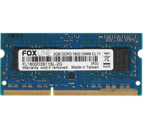 Модуль памяти Foxline 8GB DDR3 SODIMM PC3-12800 FL1600D3S11L-8G