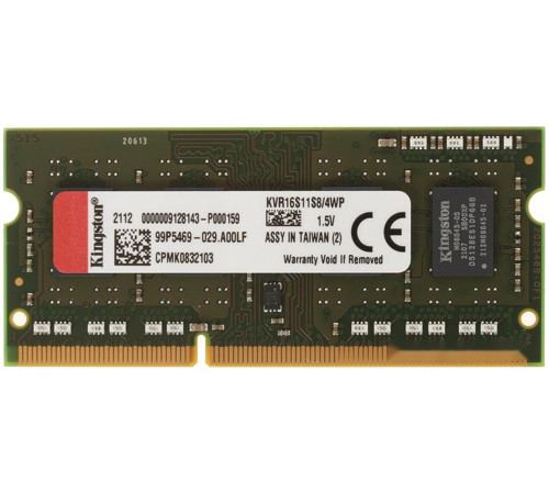 Модуль памяти Kingston ValueRAM 4GB DDR3 SODIMM PC3-12800 KVR16S11S8/4WP