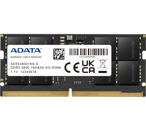 Модуль памяти A-Data 16ГБ DDR5 4800 МГц AD5S480016G-S