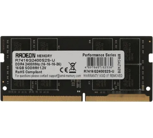 Модуль памяти AMD Radeon R7 Performance Series 16ГБ DDR4 SODIMM 2400 МГц R7416G2400S2S-U