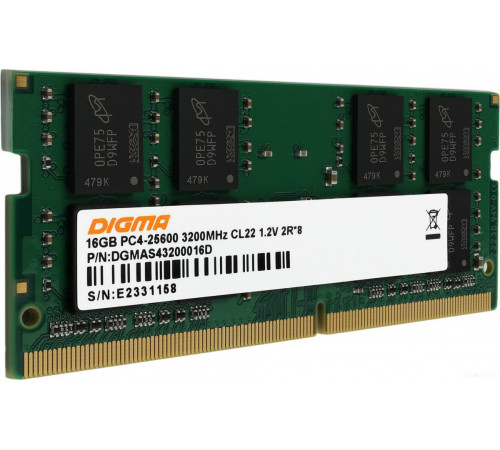 Модуль памяти DIGMA 16ГБ DDR4 SODIMM 3200 МГц DGMAS43200016D