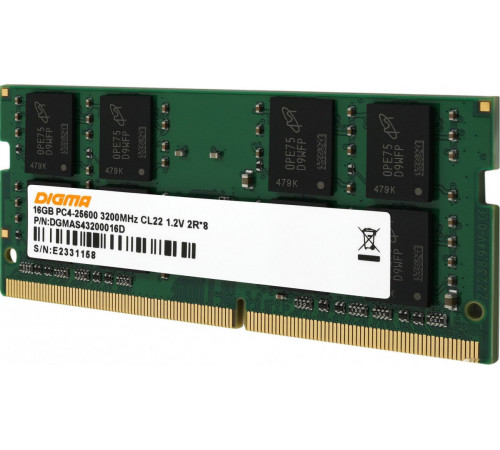 Модуль памяти DIGMA 16ГБ DDR4 SODIMM 3200 МГц DGMAS43200016D