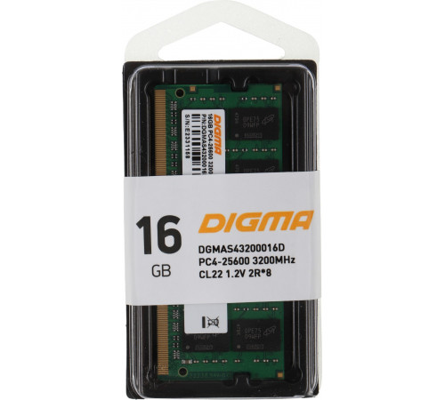 Модуль памяти DIGMA 16ГБ DDR4 SODIMM 3200 МГц DGMAS43200016D