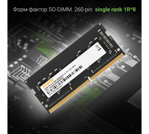 Модуль памяти DIGMA 4ГБ DDR4 SODIMM 2666 МГц DGMAS42666004S
