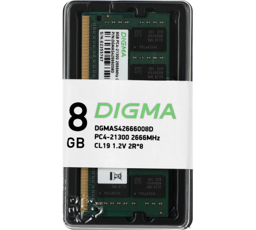 Модуль памяти DIGMA 8ГБ DDR4 SODIMM 2666 МГц DGMAS42666008D