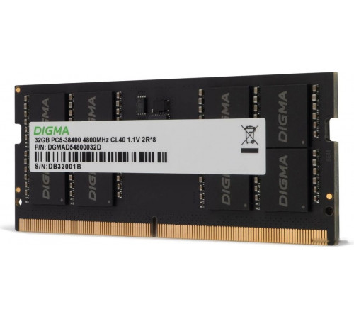 Модуль памяти DIGMA 16ГБ DDR5 SODIMM 4800 МГц DGMAS54800016S