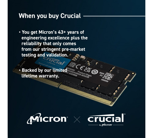 Модуль памяти Crucial 16ГБ DDR5 SODIMM 5600МГц CT16G56C46S5
