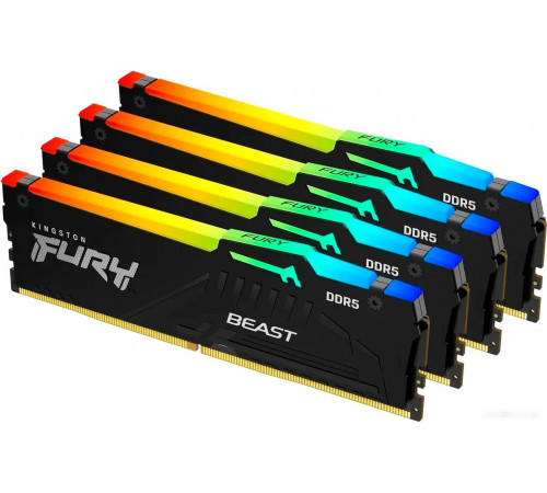 Модуль памяти Kingston FURY Beast RGB 4x16ГБ DDR5 5200 МГц KF552C40BBAK4-64