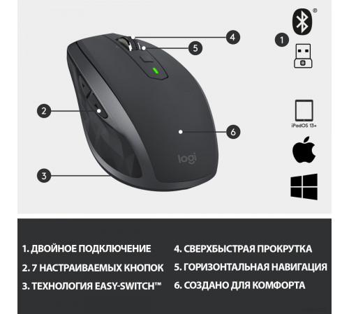 Мышь Logitech MX Anywhere 2S (графит) [910-005153]