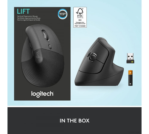 Вертикальная мышь Logitech Lift (графит)